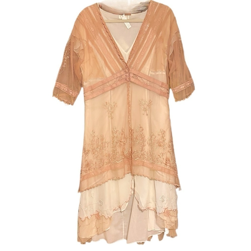 Nataya Titanic Tea Dress & Tunic Jacket Size XL Age of Love Ivory & Peach NEW!
